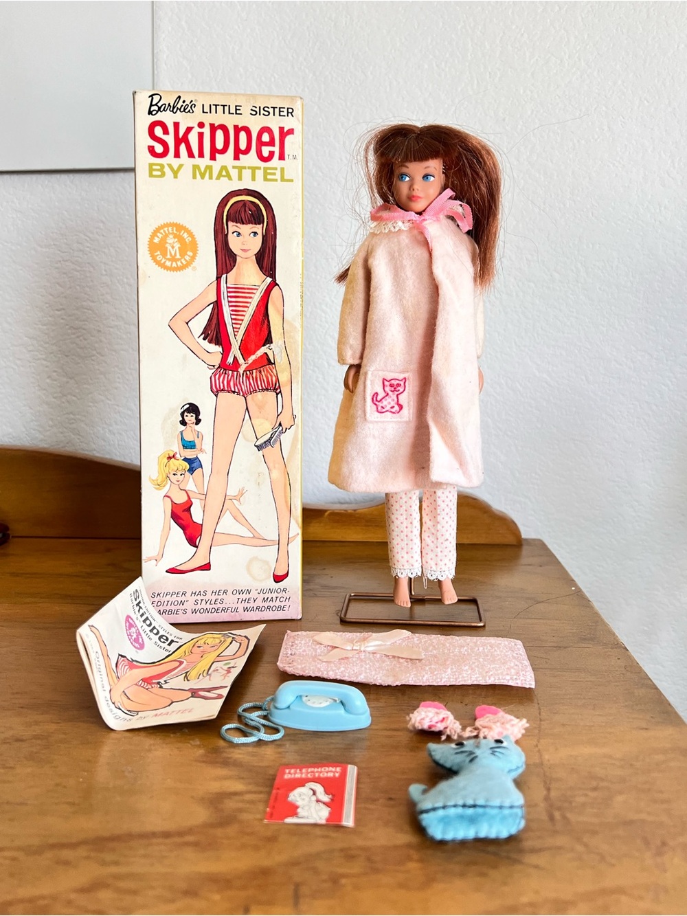 Vintage 1963 Barbie Skipper Dreamtime Brunette #1909 Complete Box Japan Rare